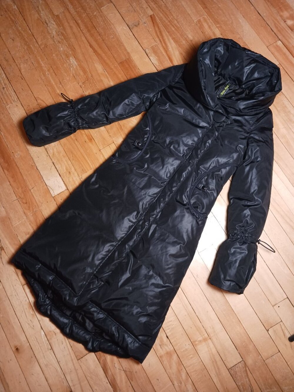 Soia & Kyo Long Down Coat XXS Black Hooded Puffer Winter Parka Montreal Feather